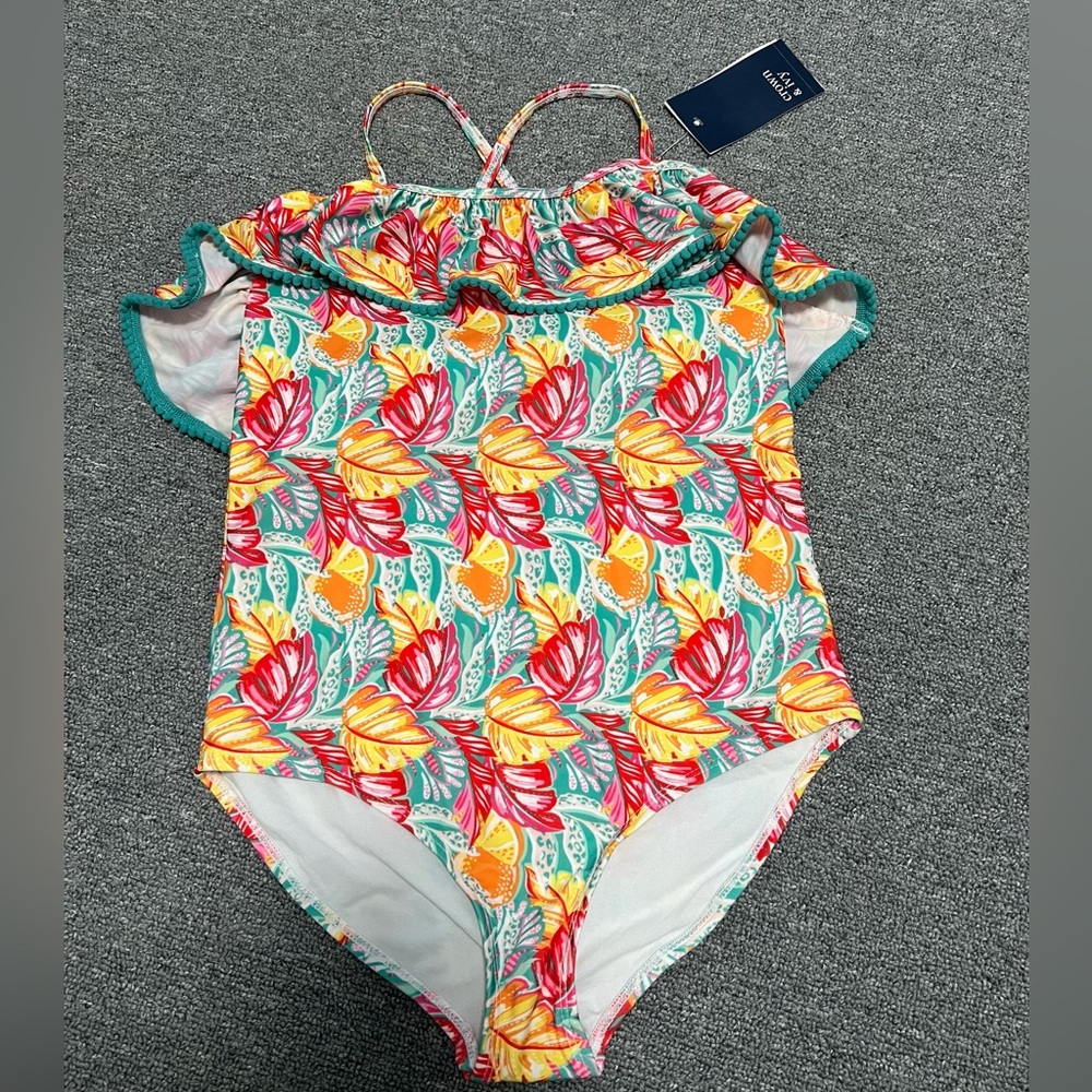Children's Floral Ruffle One-Piece Swimsuit - Multicolor